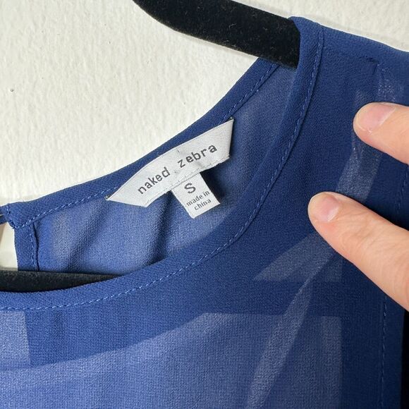 Naked Zebra Flowy Sheer Blue Sleeveless Overtop With White Cami Underneath S - Picture 8 of 11